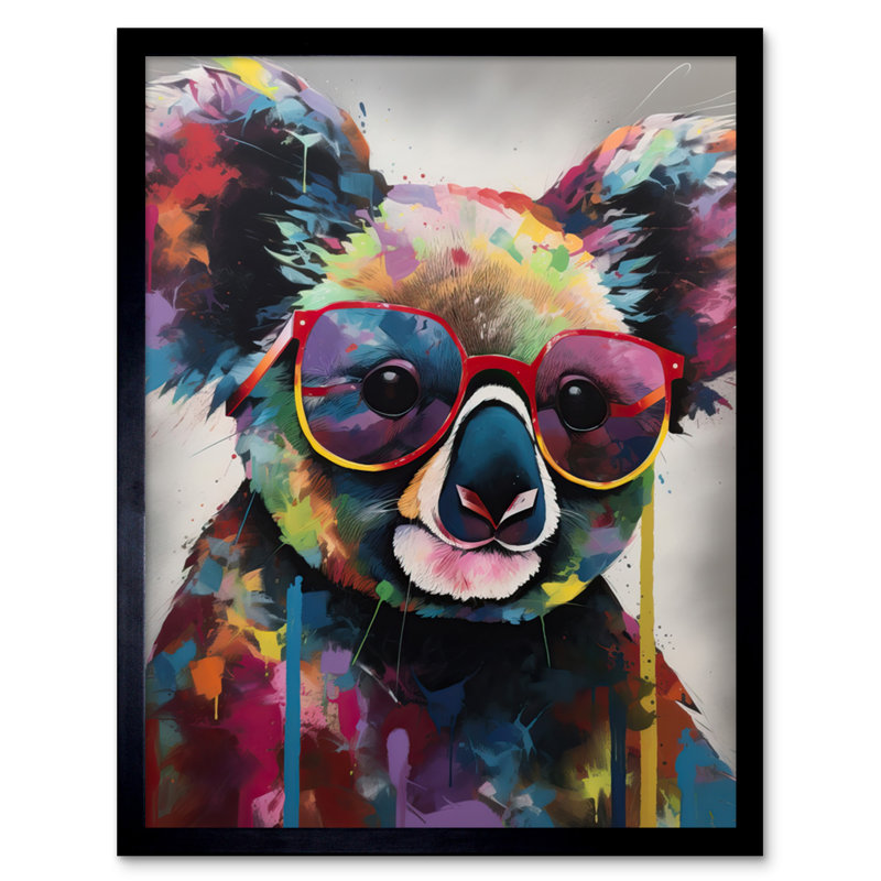 Arney Koala With Purple Sunglasses Modern - Single Picture Frame Print