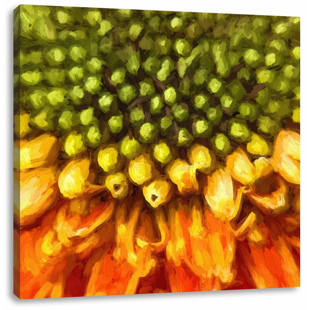 Leinwandbild Nahaufnahme einer orangefarbenen Gerbera