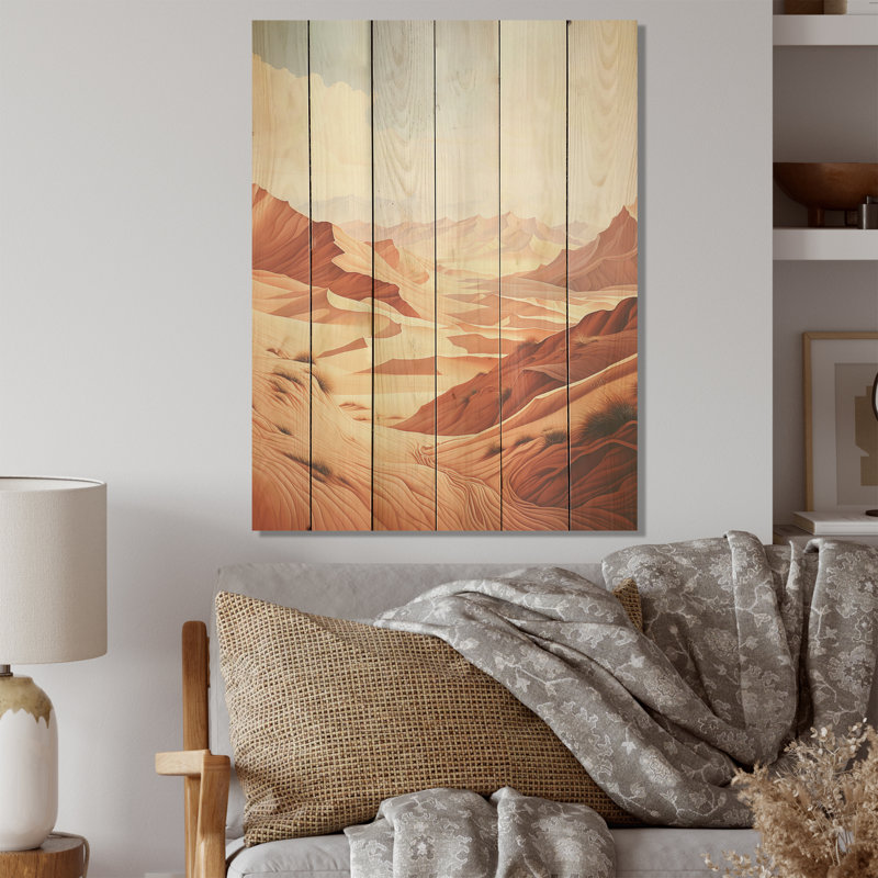 Desert Dreams Canyon Drift I - Art mural en bois minimalisme sur bois de pin naturel, H 40 po x l 30 po