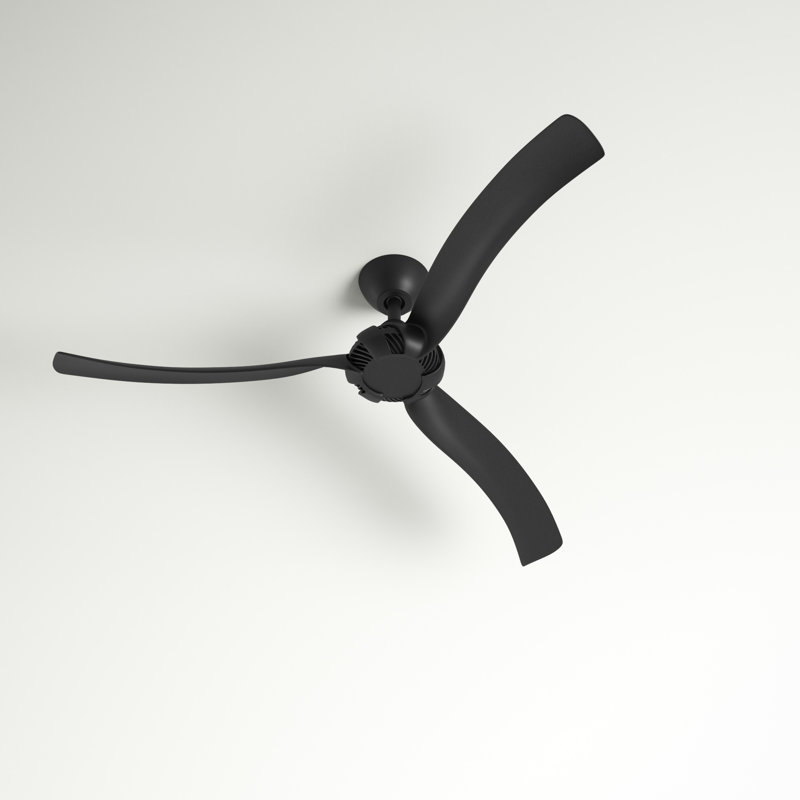 Ventilateur de plafond à hélice de 52 po à 3 pales avec commande murale Burrus, Noir mat