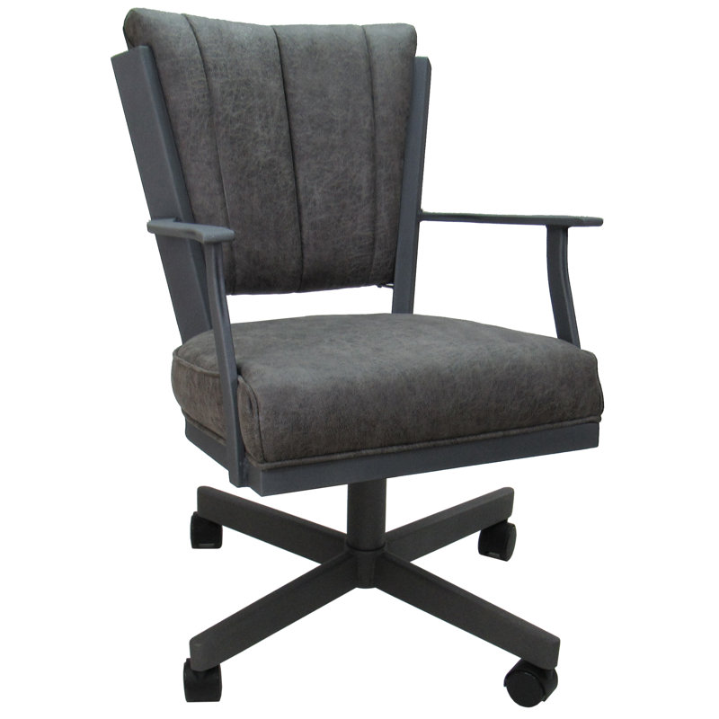 Danyael Metal Dining Caster Chair with Arms, Gray, Northwest Elk