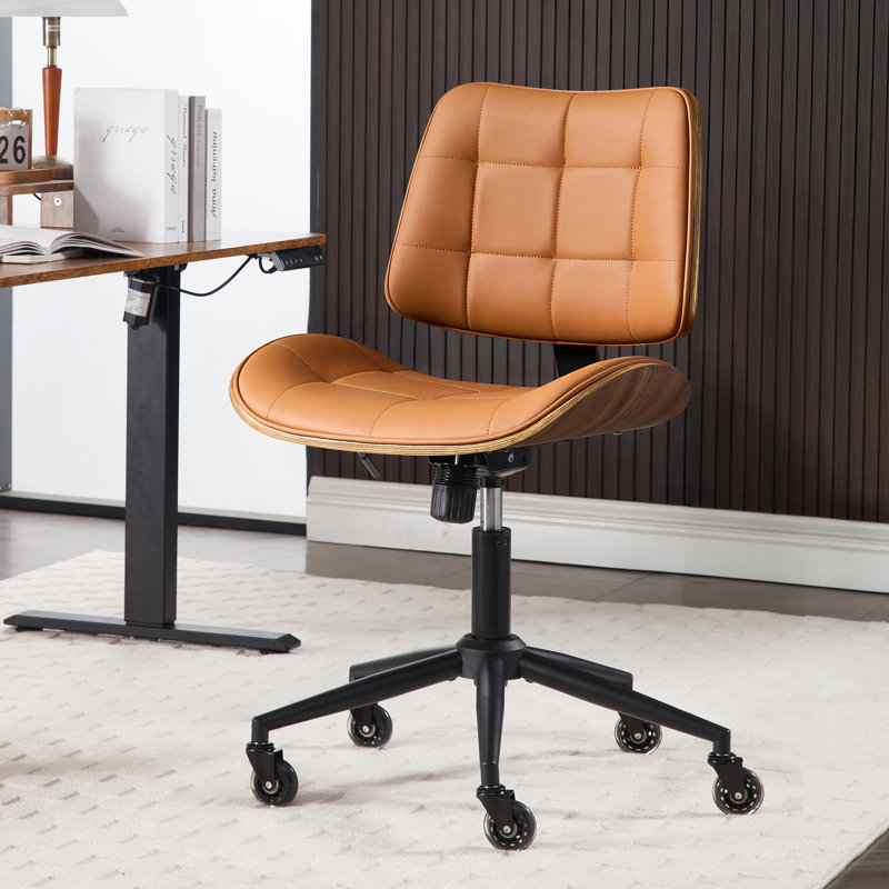 Wurster Ergonomic Adjustable Height Armless Task Chair, Brown