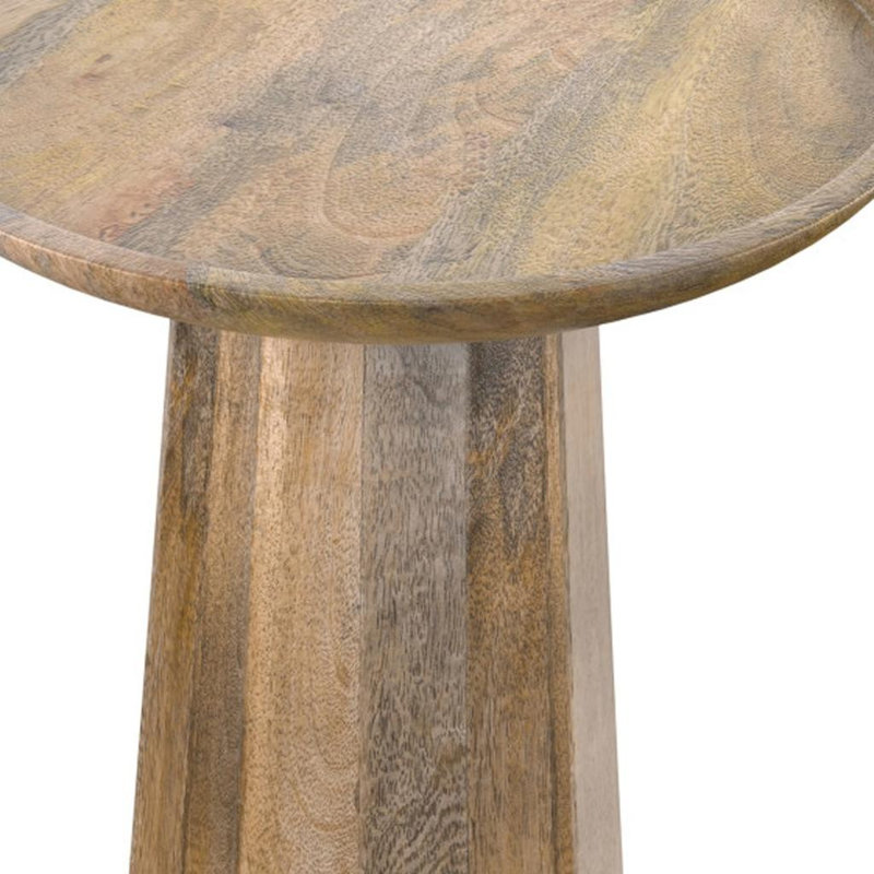 Table de bout ronde à piédestal en bois massif naturel 19 po
