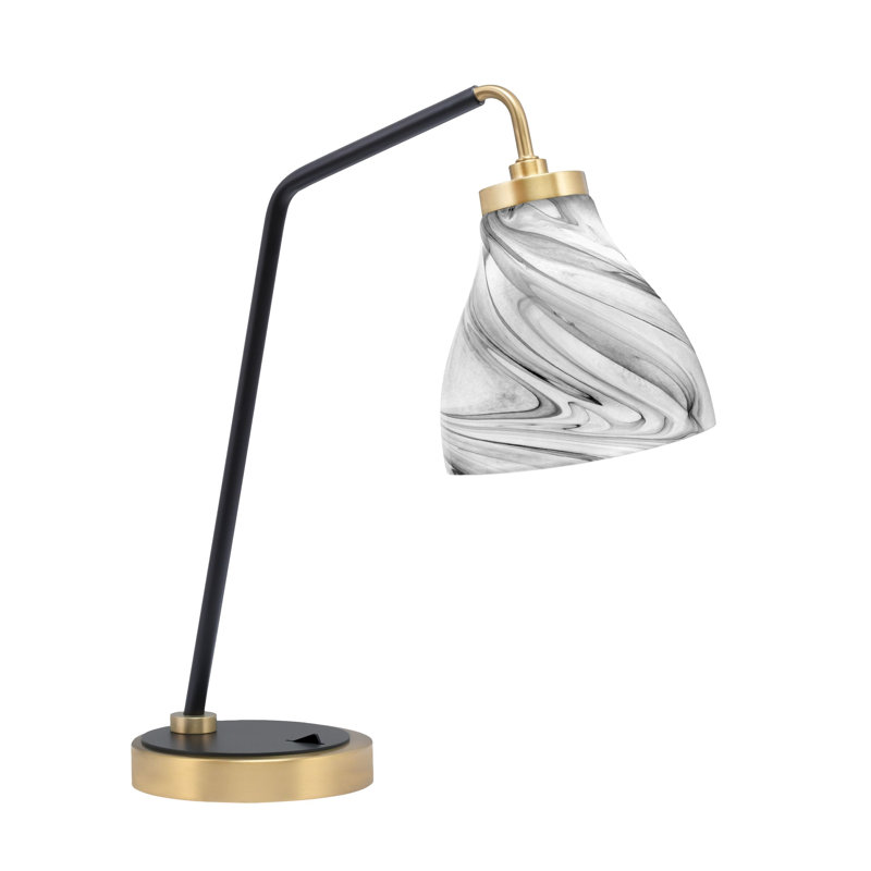 Lampe de bureau en acier inoxydable Guerrini, Noir mat / laiton