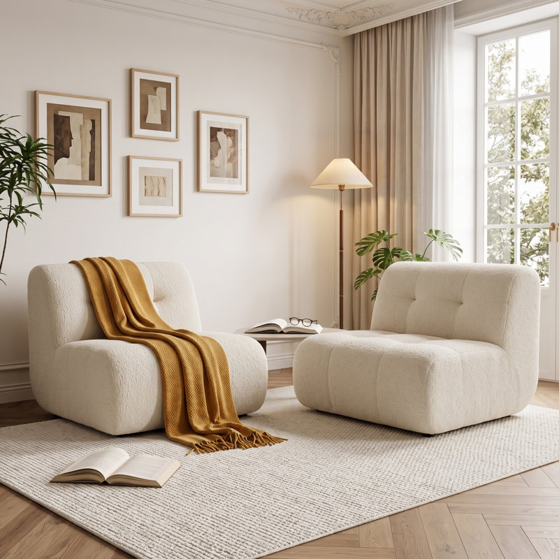 Chaise d'appoint rembourrée, Mousse blanche, 2