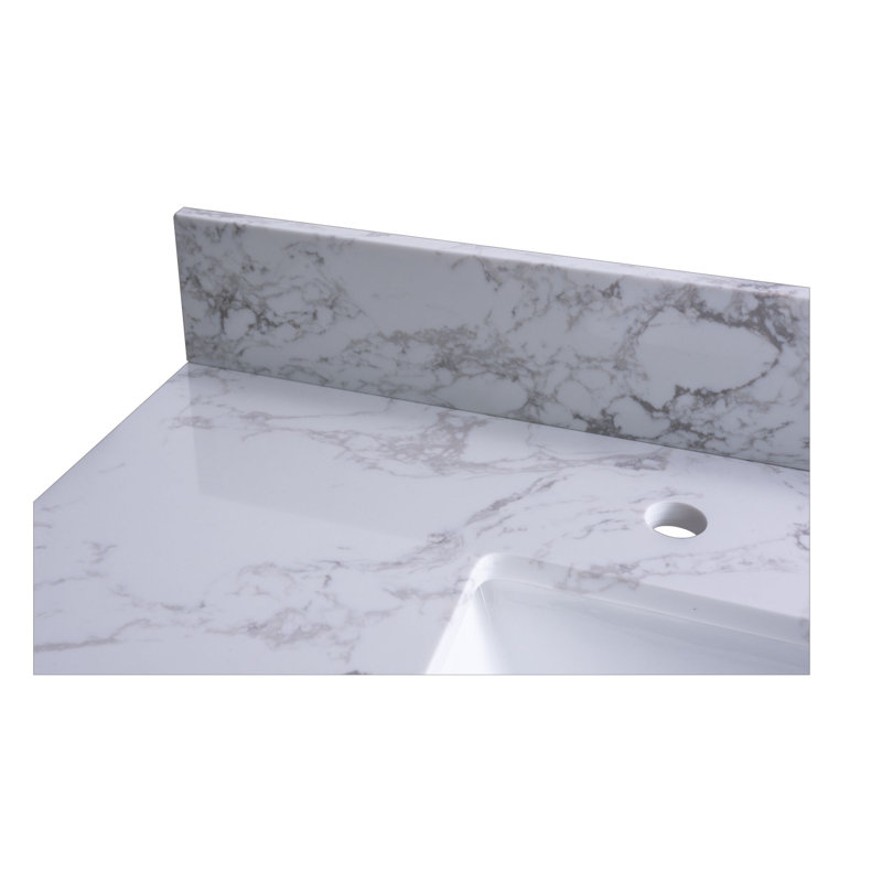 Plateau de meuble-lavabo simple 49 po avec lavabo, Blanc, 8 po