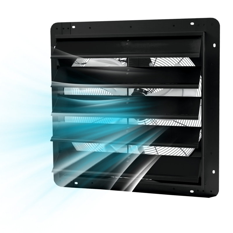 Ventilateur à obturateur automatique 24 ", 3500 pi3 / min - Ventilateur en aluminium à faible bruit et à grande vitesse pour ventilation de grenier, refroidissement de garage et ventilateur de serre