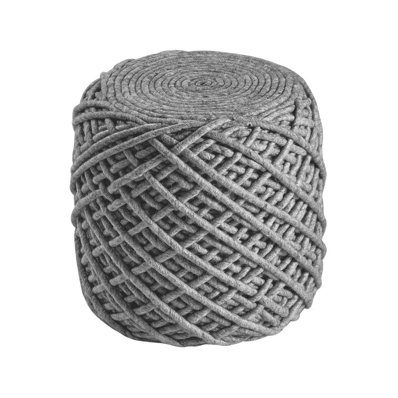 Pouf Royal 40cm Wide Round Solid Colour Footstool Ottoman, Silver