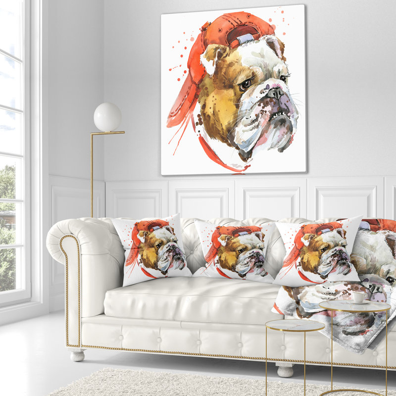 Coussin Bulldog Art - Animal, 12 po x 20 po, Rectangulaire
