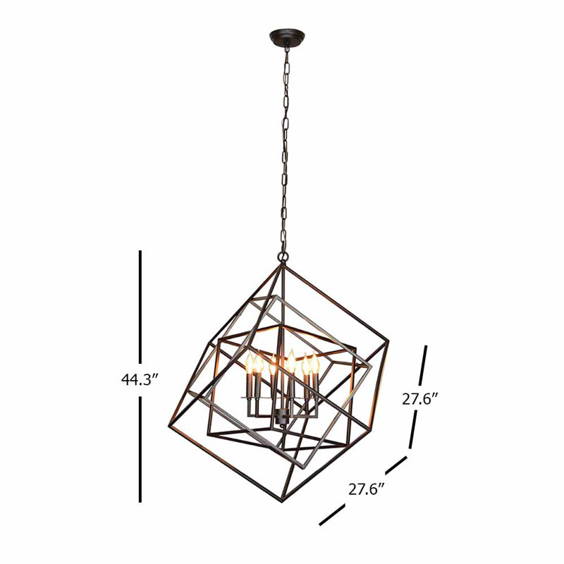 Maylene 6 - Light Dimmable Geometric Chandelier, Black