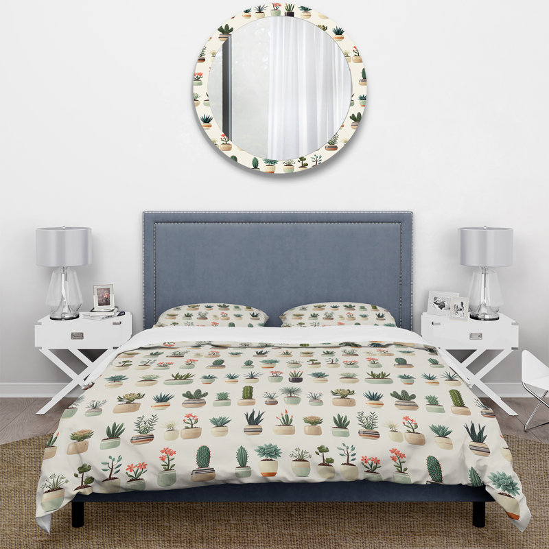 Ensemble de housse de couette Minimalist Succulents II - Plants, Housse de couette simple + 1 taie décorative stan