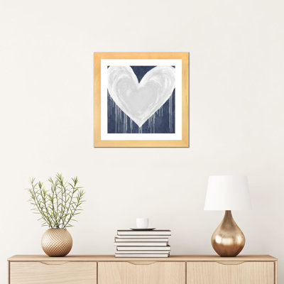 «Big Hearted White on Blue» par Lindsay Rodgers - impression d'art graphique