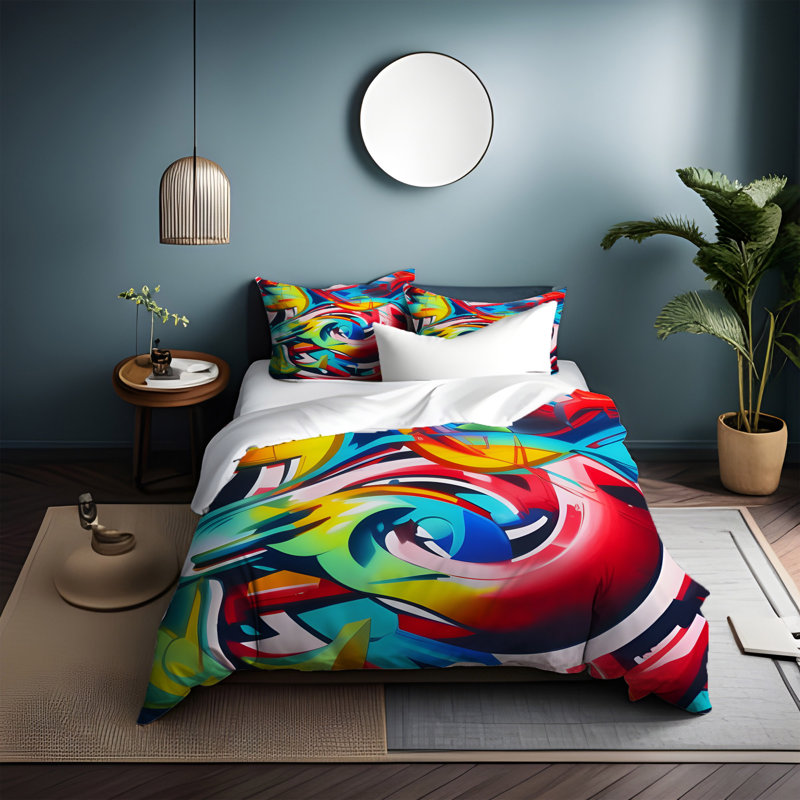 Polyester Abstract Duvet Cover, King Duvet Cover + 2 King Shams