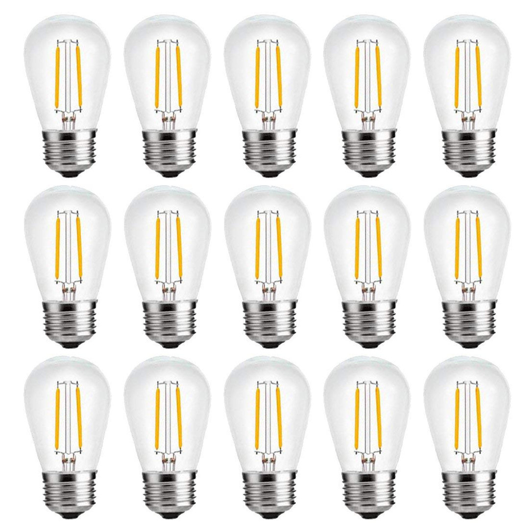 18-Pieces 2-Watt (11-Watt Equivalent) Clear S14 LED Light Bulb Dimmable 2700K YI LIGHTING LED