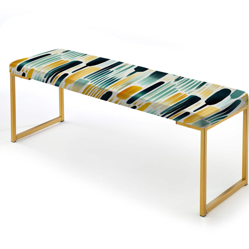 Banc rayé rembourré or, Green And Yellow Paint Striped
