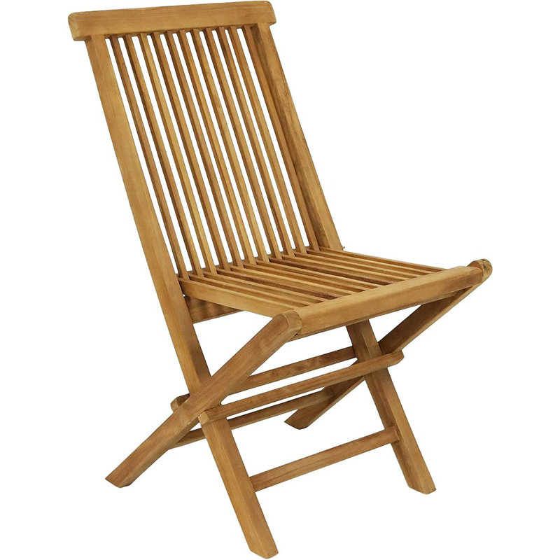 Chaises pliantes en bois de teck massif - Chaises de patio d'extérieur en bois - Pliables - Finition teinte de bois clair - Ensemble de 2
