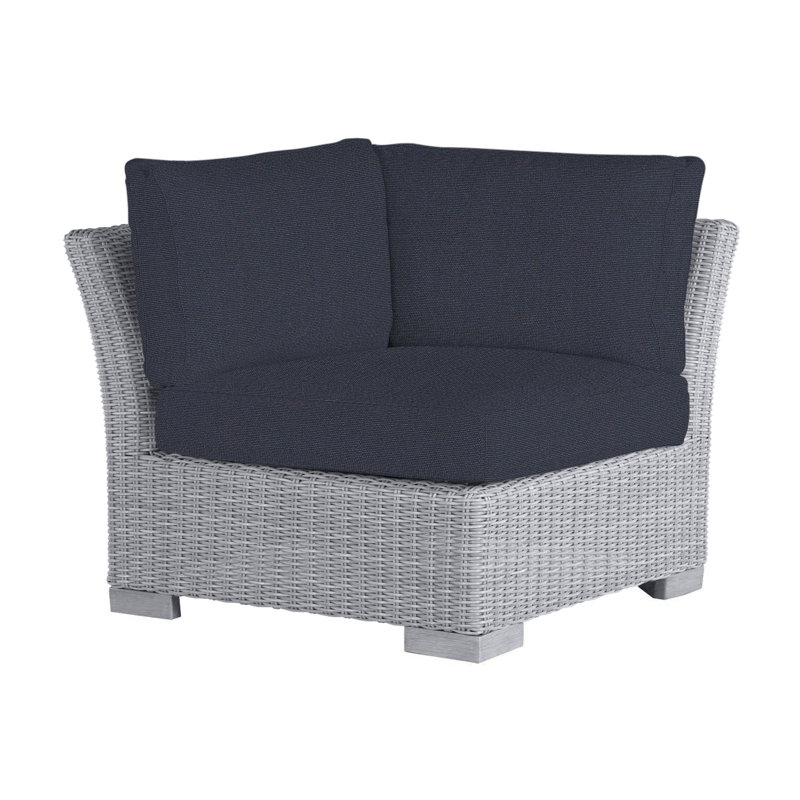 Club Woven Patio Lounge Chair with Cushions, Oyster, Linen Navy, No Welt