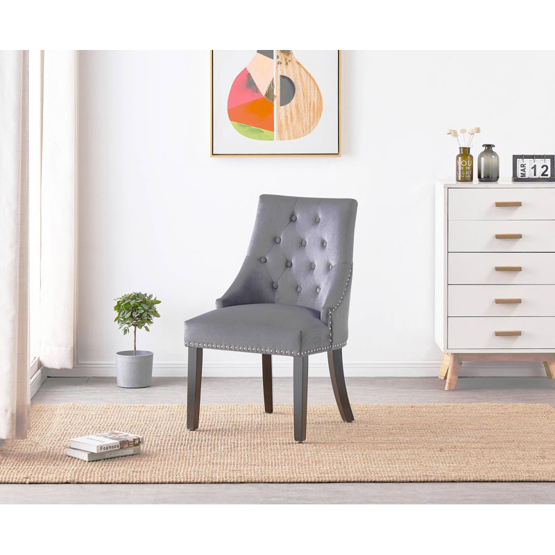 Scott Upholstered Dining Chair, Dark Grey, 1