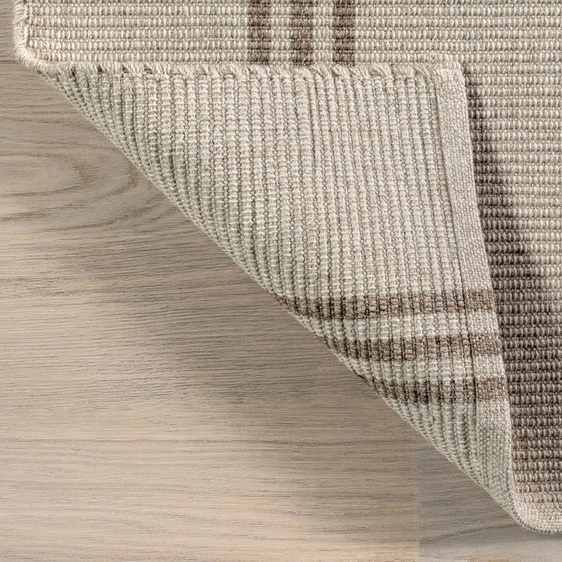 Lauren Liess Ivory and Beige Striped Wool 4' x 6' Area Rug