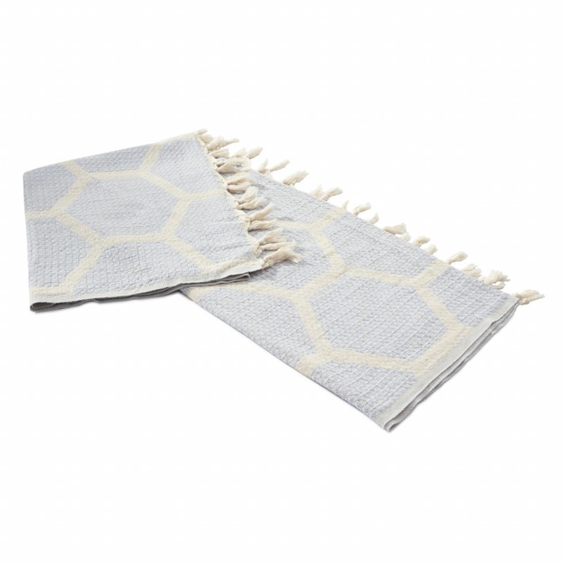 Woven Cotton Throw Blanket, Purple Geometric 