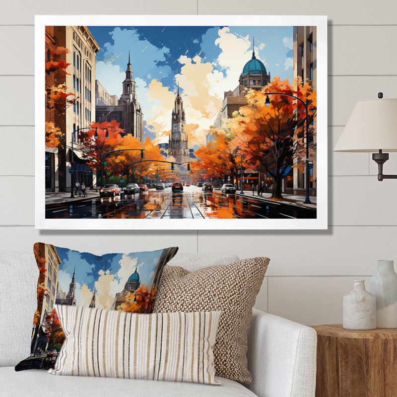 Boston Popart III sur impression sur toile, H 24 po x l 32 po x P 1 po, Cadre simple blanc