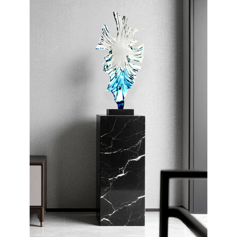 Modern Minimalist Abstract Transparent Resin Sculpture Ornaments, Blue/Clear