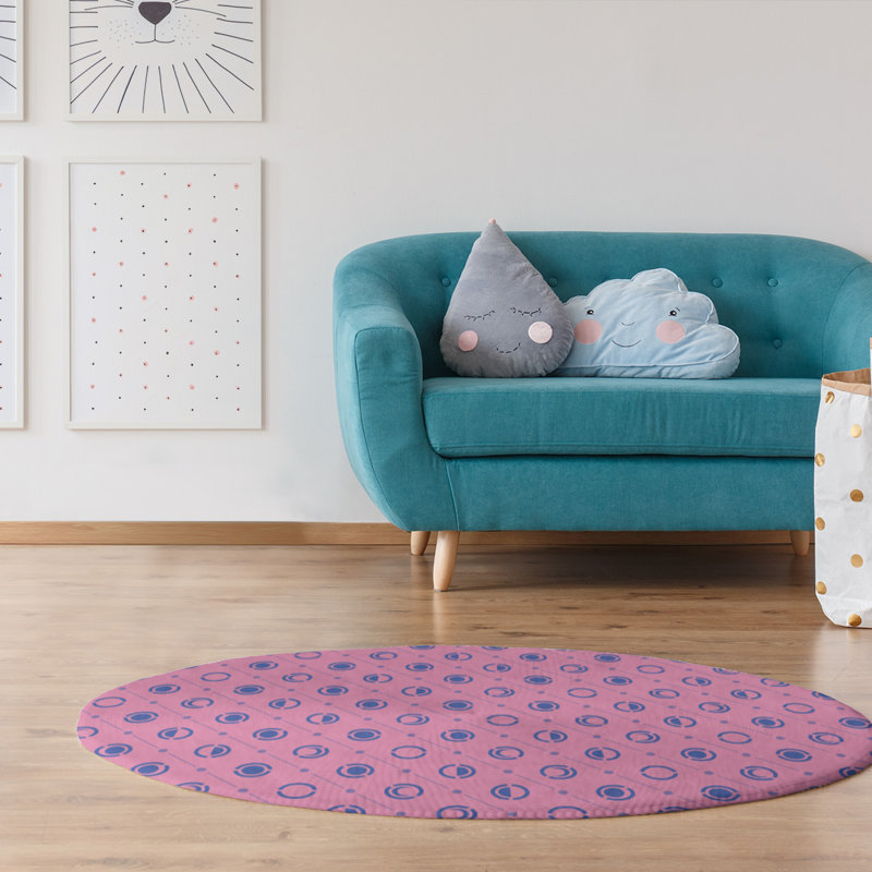 Tapis rose/bleu lune phases, Rectangle 3 pi x 5 pi
