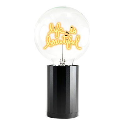 Ampoule LA VIE EST BELLE Lampe de table ambre avec base PORTABLE