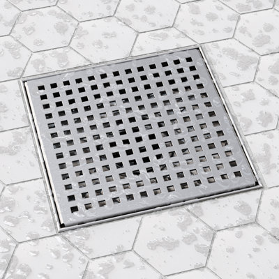 6 in. x 6 in. Stainless Steel Square Shower Drain with Square Pattern Drain Cover