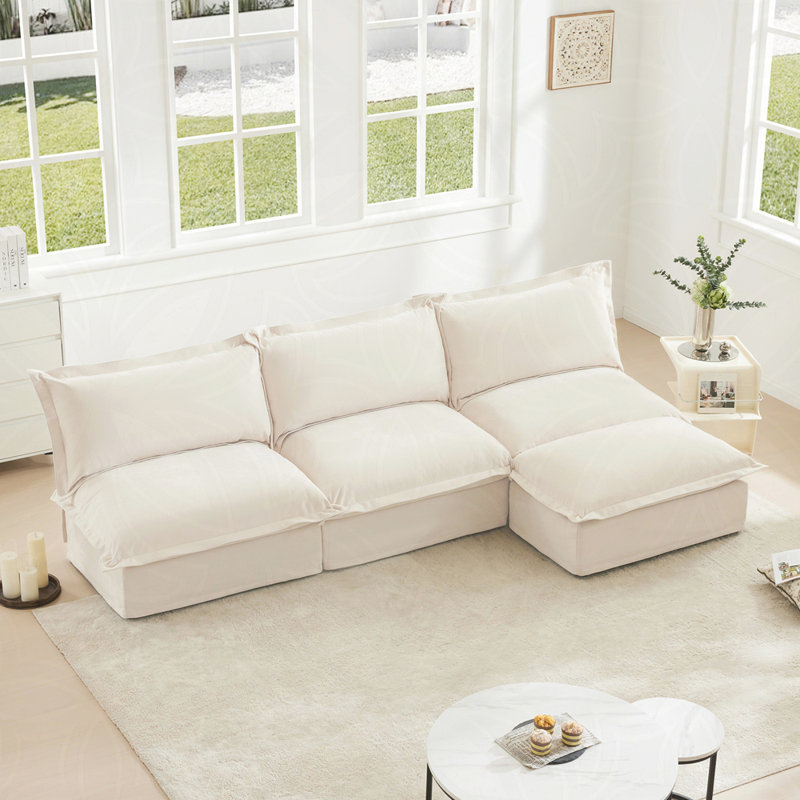 Canapé modulaire sans accoudoirs modulaire à housse avec repose-pieds amovible, canapé modulaire très profond pour le salon, canapé confortable comme un nuage