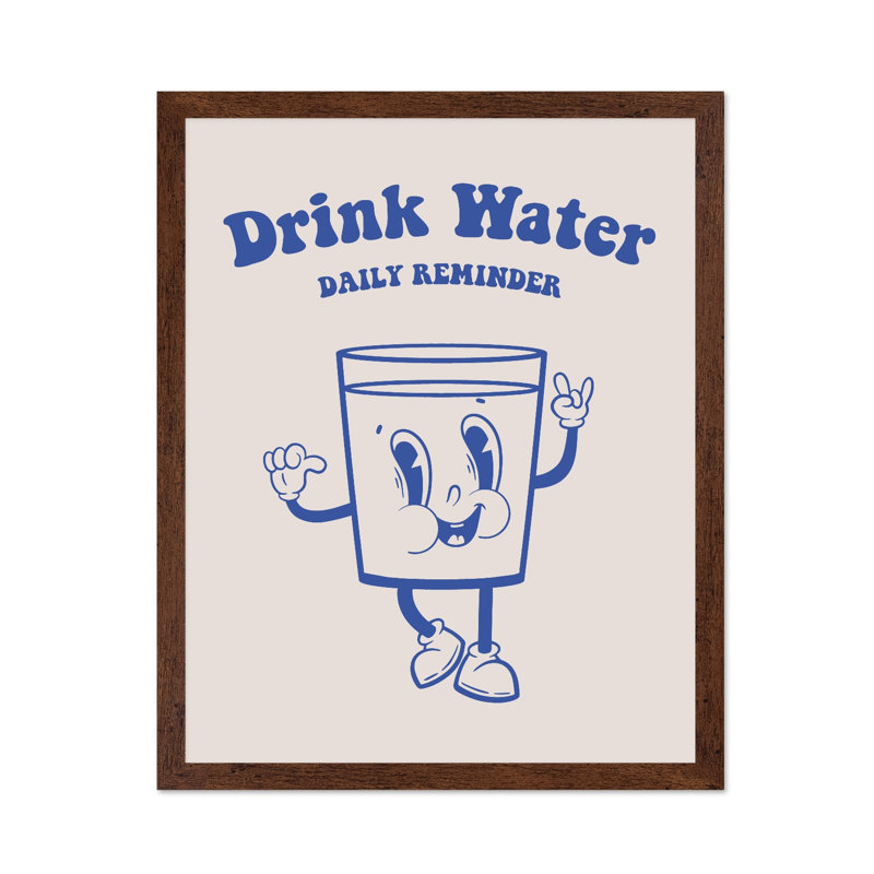 Drink Water No4, Poster, 18"H x 24"W, Brown Framed