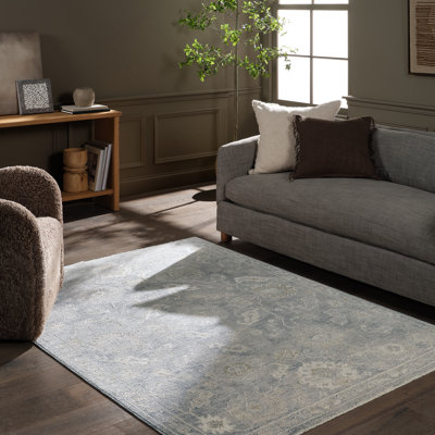 Tapis floral bleu Vekhea Alara VEK05 (9 pi 6 po x 13 pi 6 po)