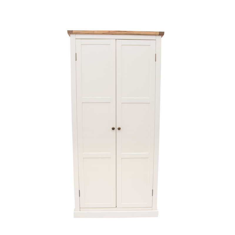 Shawn 2 Door Solid + Manufactured Wood Wardrobe, Off White