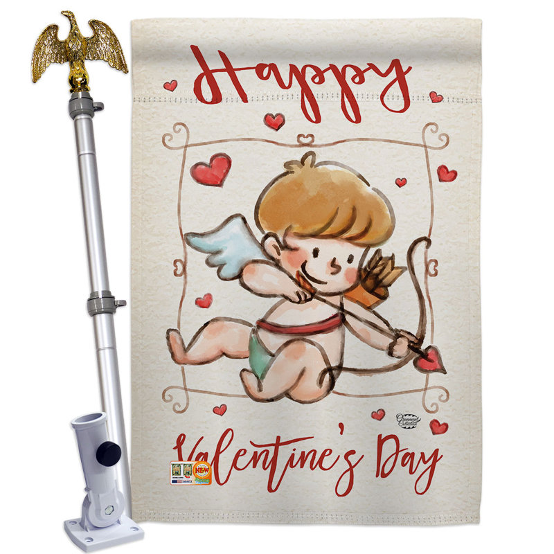 Double Sided 40 in. H x 28 in. W Polyester Valentine's Day Flag set