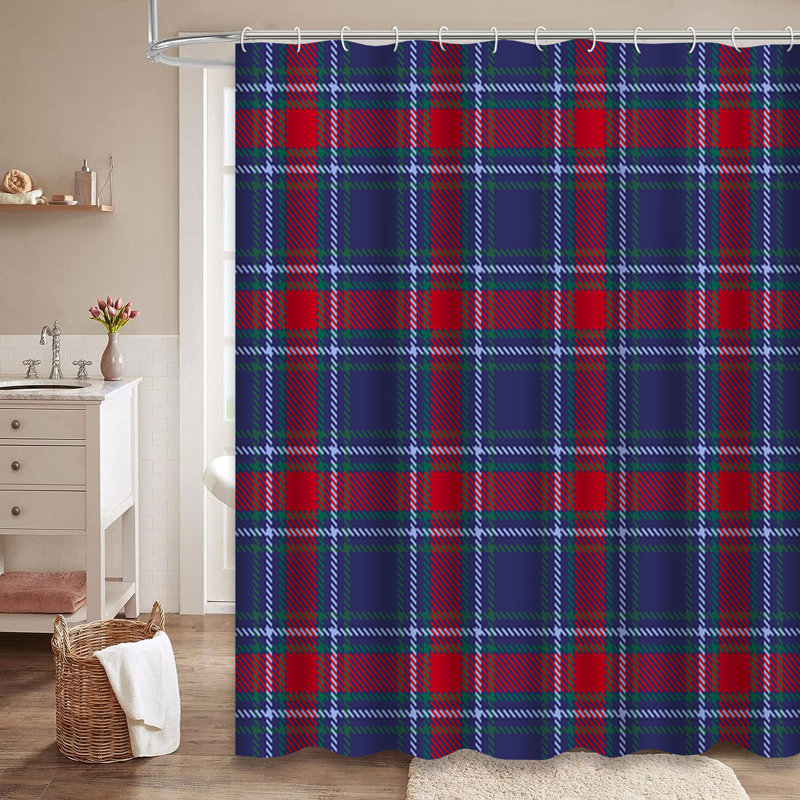 Rideau de douche Tartan, L 72 po x l 78 po
