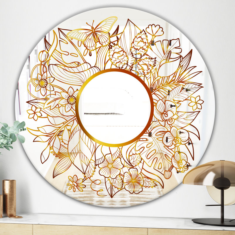 Miroir d'appoint tropical, 20 po x 30 p, Brun / Doré
