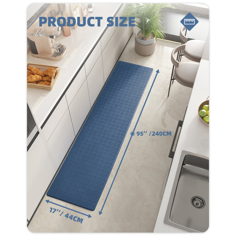 Devarian Water Resistant Anti-Fatigue Kitchen Mat, Blue, Runner 1'4" x 3'9"