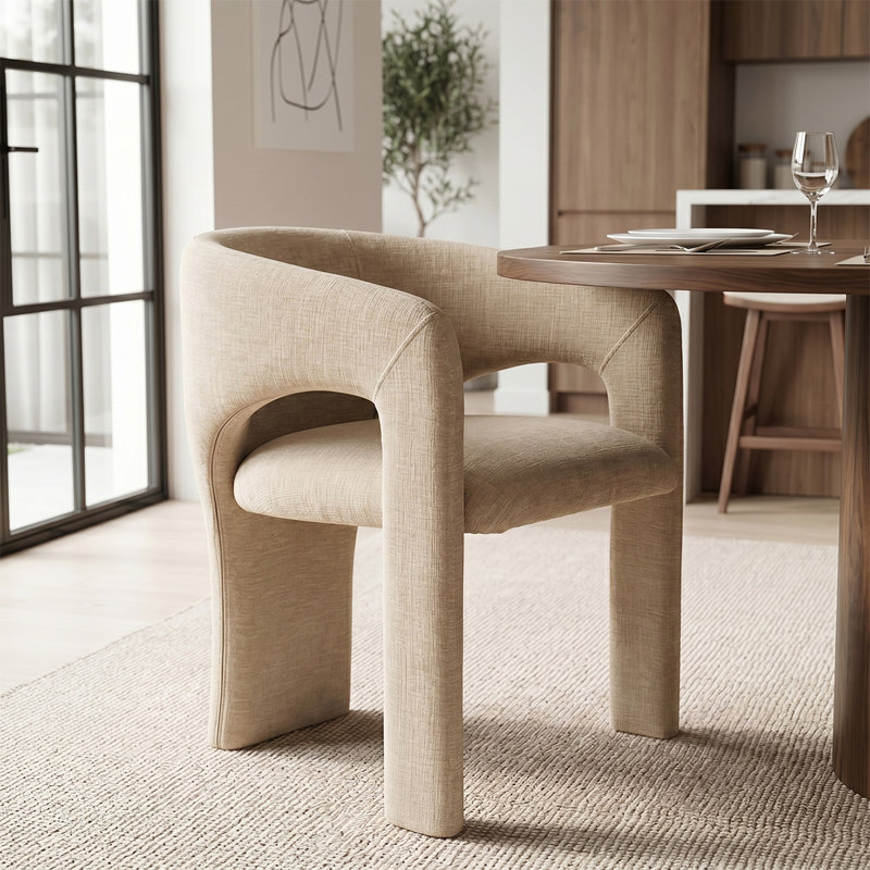Ensemble de table de salle à manger 7 pièces pour 6 personnes avec accoudoirs en chenille, Gruau