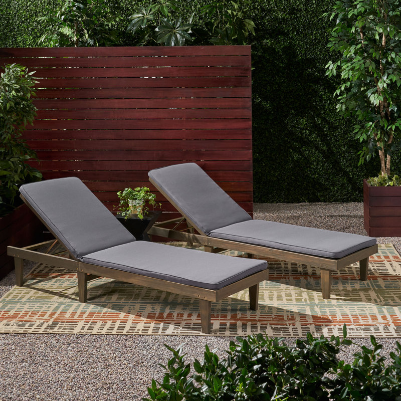 Chaise longue avec coussins Muir Sun, Structure grise / coussin gris foncé