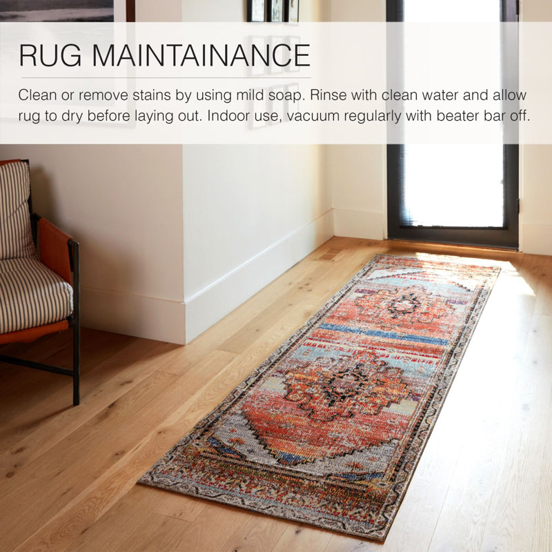 Azriel Orange Synthetic Medallion 2' x 3' Area Rug