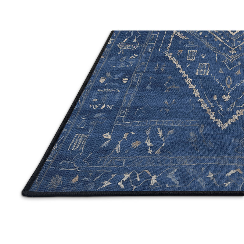 Machine Washable Gray Area Rug, Rectangle 7' x 9'