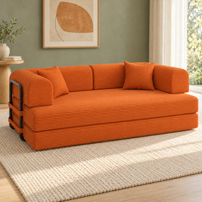Canapé-lit modulaire en velours côtelé 79 po 3-en-1 79 po avec matelas en mousse à mémoire de forme