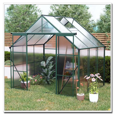 Serre en polycarbonate à double porte 8X6FT-Green