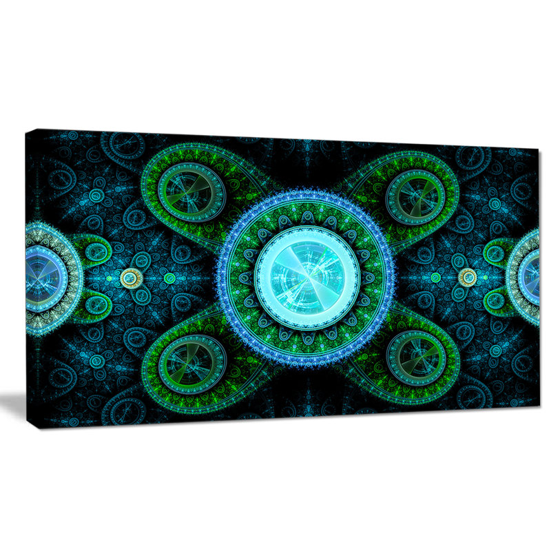 Impression psychédélique «Bright Blue» - très grande impression sur toile, H 16 po x l 32 po x P 1 po, Toile tendue