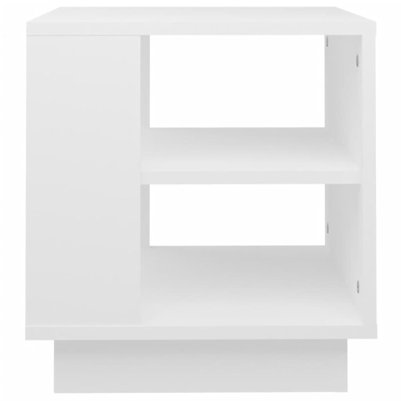 Glass End Table with Storage, White, 15.7"x15.7"x16.9"