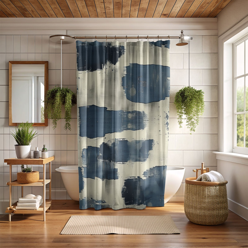 Rideau de douche Blue Arcs - Premium, H 74 po x l 71 po