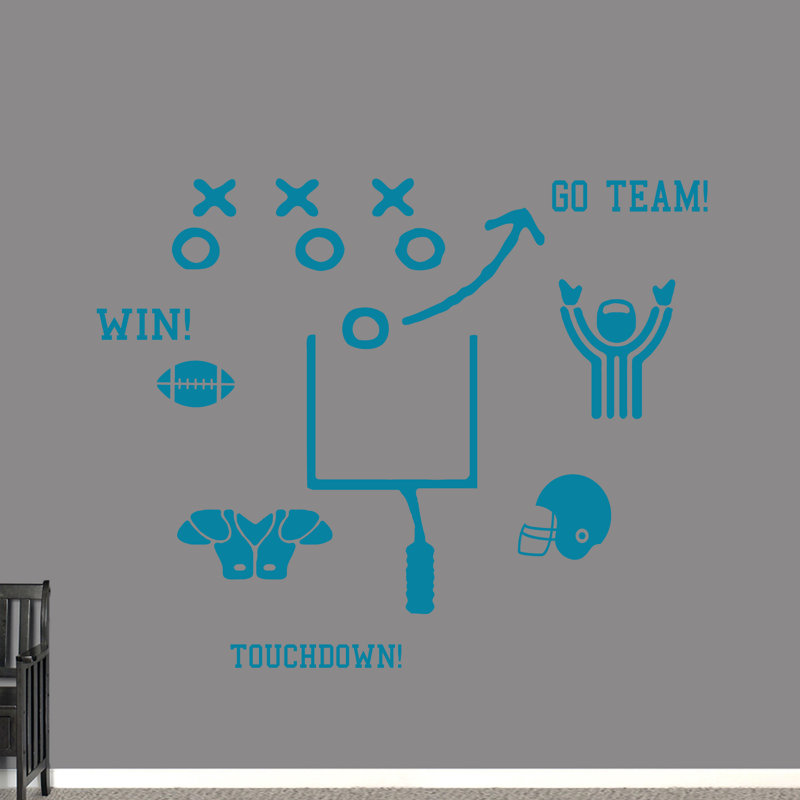 Décalcomanie murale ensemble de football Hedgepeth, Bleu sarcelle