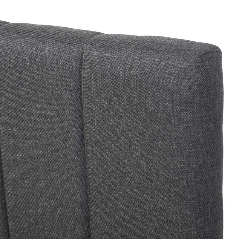 Lit plateforme tapissier simple avec lit gigogne et 3 tiroirs, tissu en lin, Gris