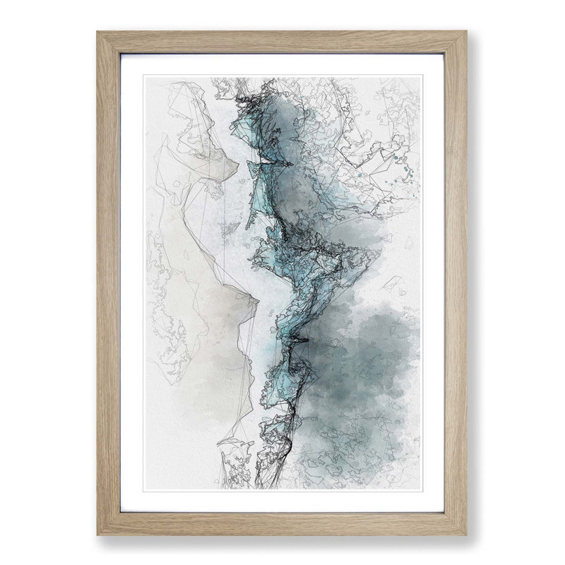 Waves upon the Beach in Abstract - Picture Frame Graphic Art Print, 50cm H x 35cm W x 2cm D, Oak