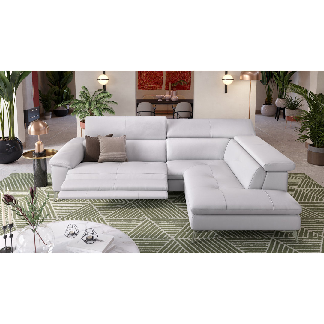 Perspections Leder Ecksofa Crathie Cognac Links mit Funktionen